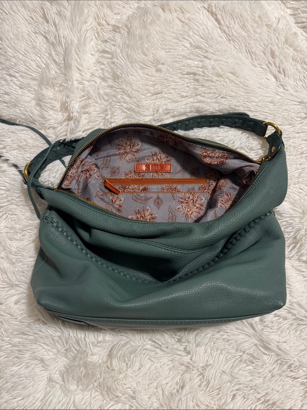 HOBO Entwine Meadow Green Leather Braided-Handle Hobo Bag - Picture 11 of 13